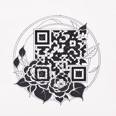 Camellia Flowers Ink Tattoo QR Code for Temporary Tattoos — image 1