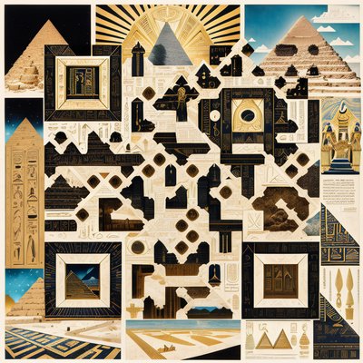 Egyptian Pyramids Paper Collage QR Code Art