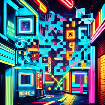 Neon Alley Cyberpunk Night Street QR Code for Posters