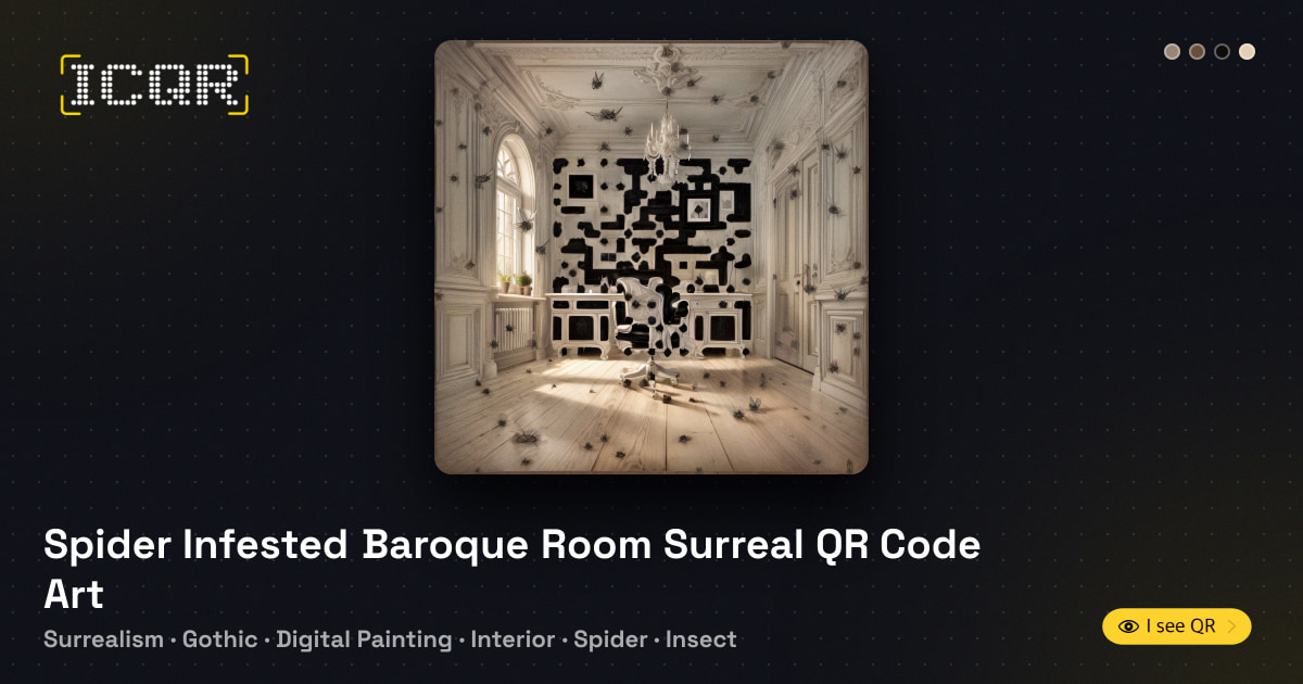 Spider Infested Baroque Room Surreal QR Code Art • ICQR
