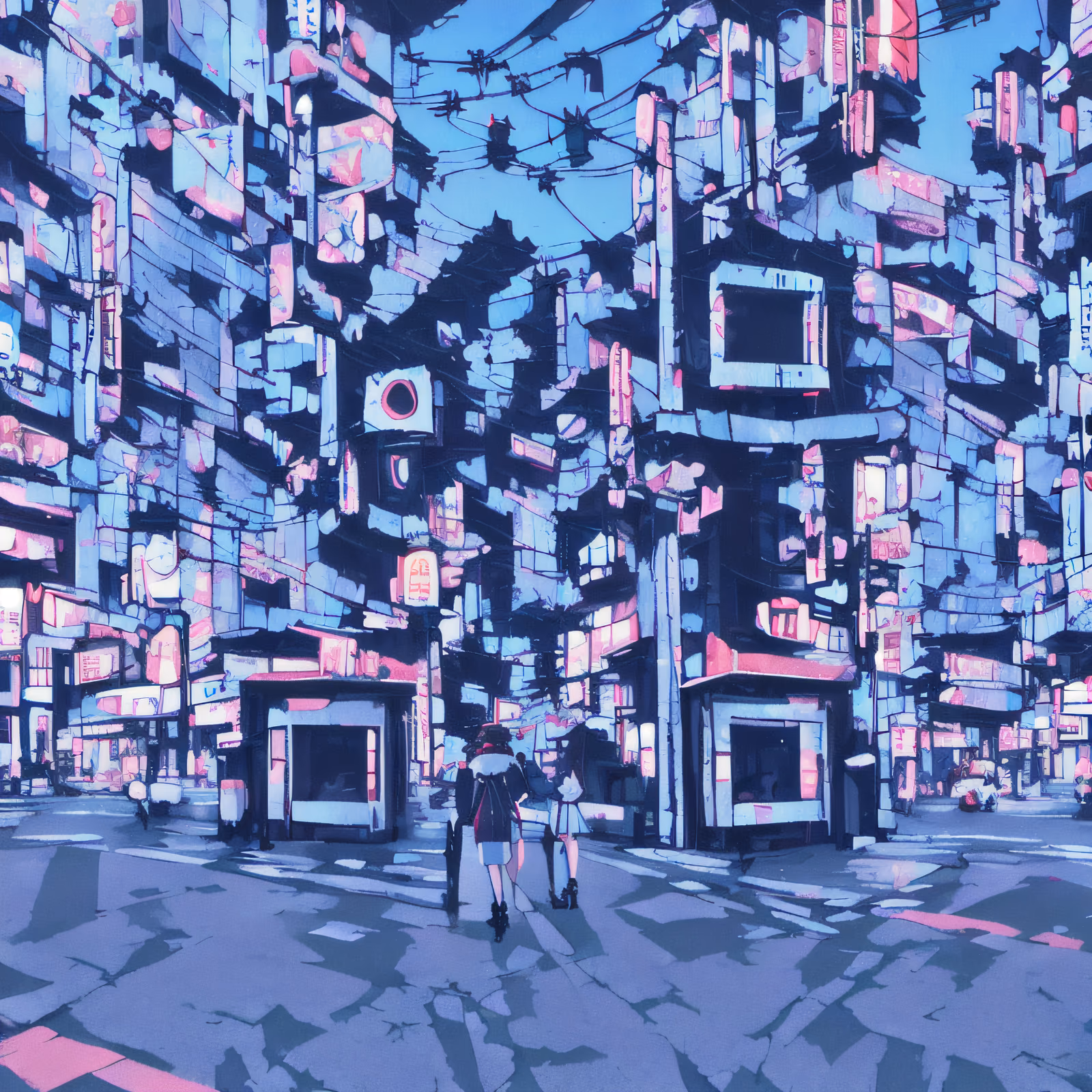 Japan Cyberpunk Street Scene QR Code for Posters — image 1