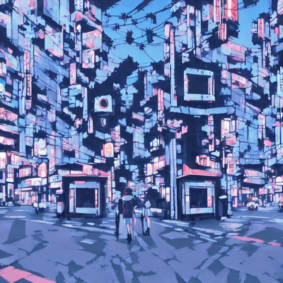 Japan Cyberpunk Street Scene QR Code for Posters — image 1