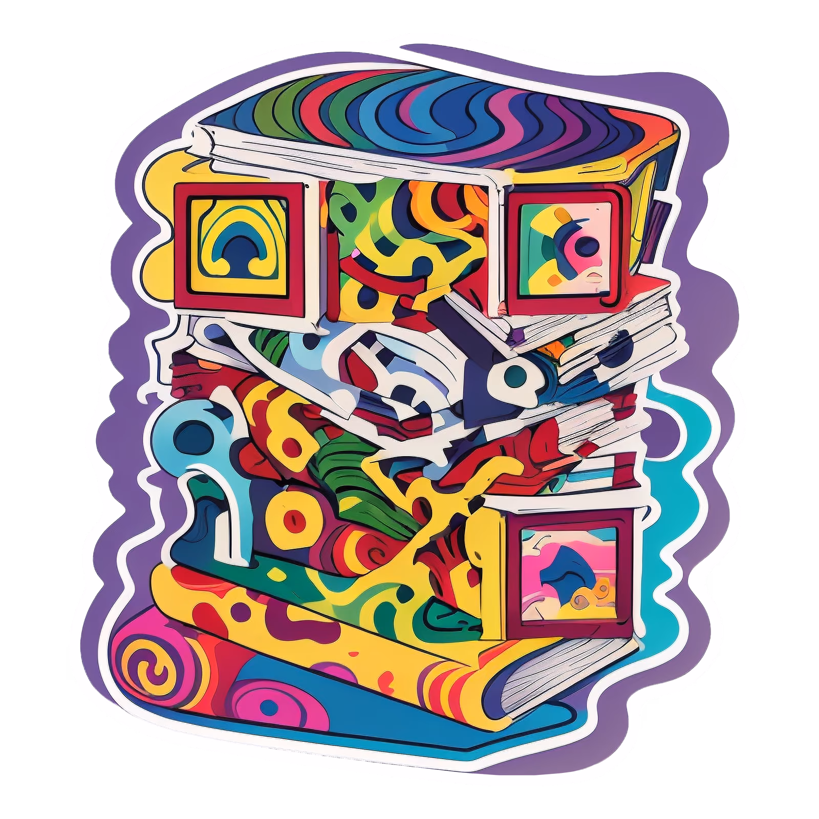 Стопка книг, векторный QR-код для стикеров — изображение 1