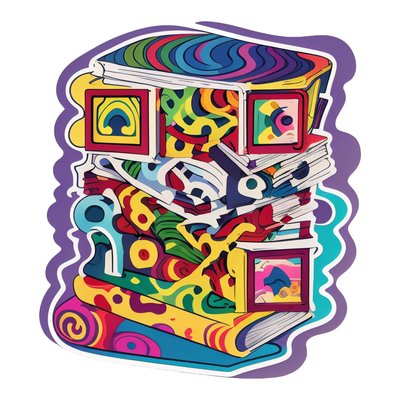 Abstract Book Stack Vector QR Code for Stickers