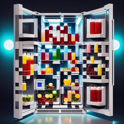 Futuristic Refrigerator Retrofuturism QR Code for Posters