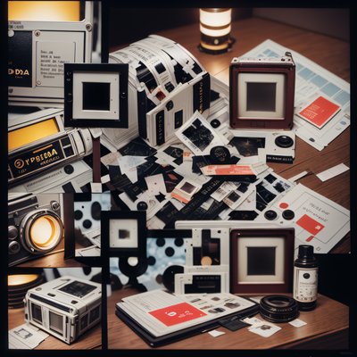 Vintage Camera Film Collage QR Code Art