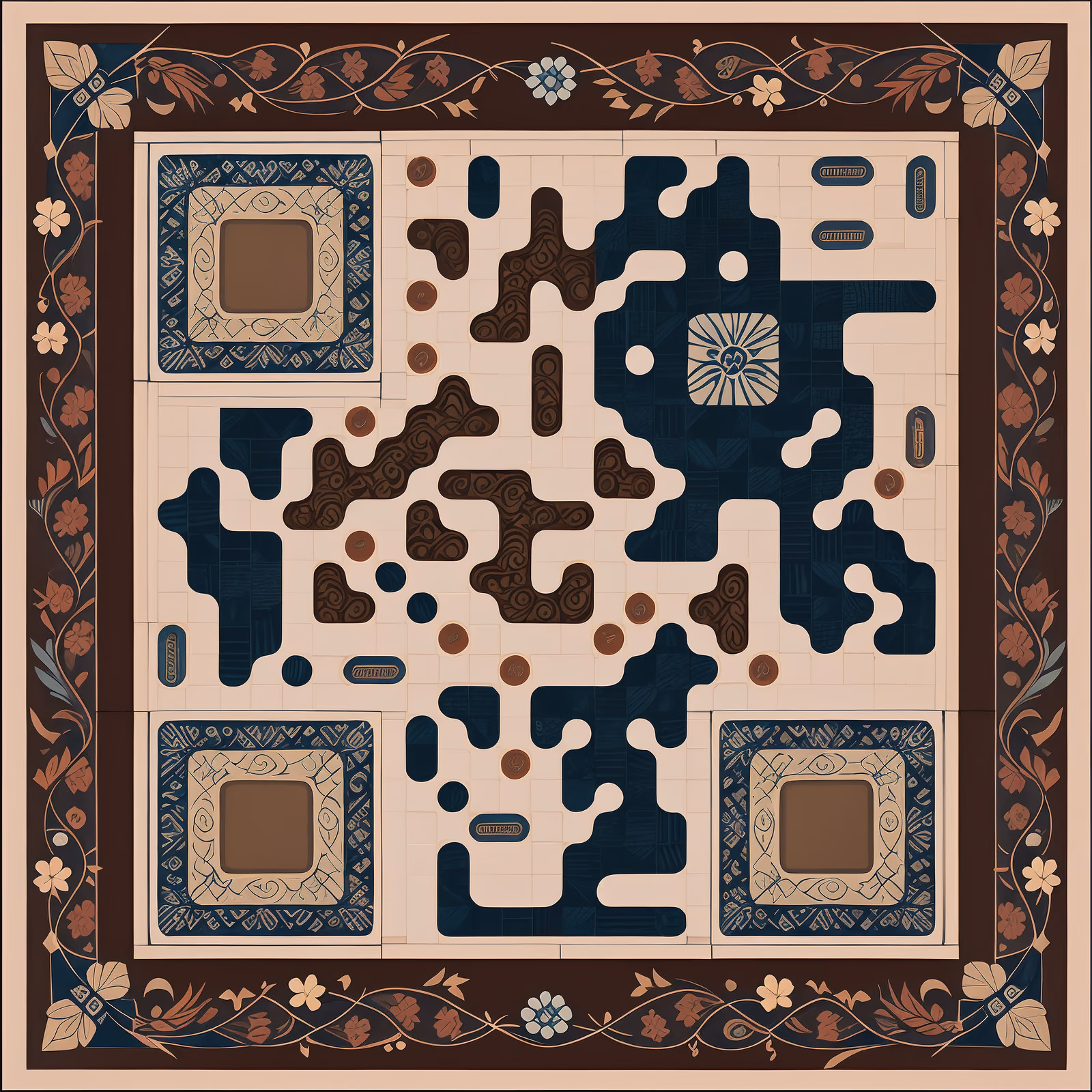 Indonesian Batik Floral Tile QR Code Art — image 1