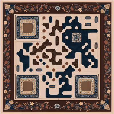 Indonesian Batik Floral Tile QR Code Art — image 1