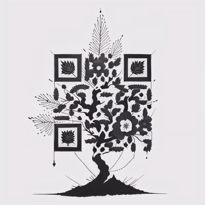 Дерево чёрными чернилами: QR-код для временных тату — изображение 1