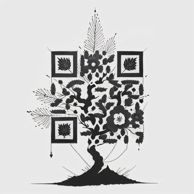 Black Ink Tree Tattoo QR Code for Temporary Tattoos