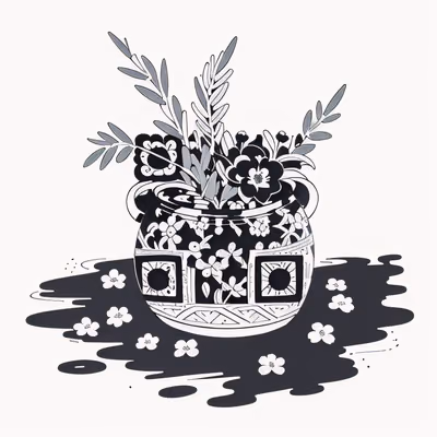 Floral Vase Ink Tattoo QR Code Art — image 1