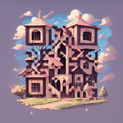 Floating Island House Stylized QR Code for Posters — image 1