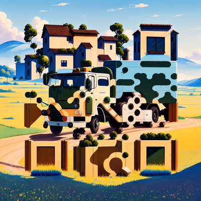 Camouflage Truck Countryside Gouache QR Code Art — image 1