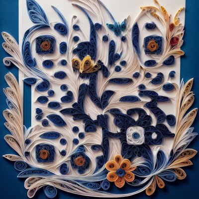 Quilled Paper Flowers and Butterflies Pattern QR Code Art
