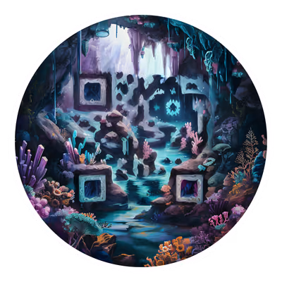 Underwater Crystal Cave Fantasy Ocean QR Code for Stickers — image 1