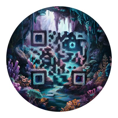 Underwater Crystal Cave Fantasy Ocean QR Code for Stickers