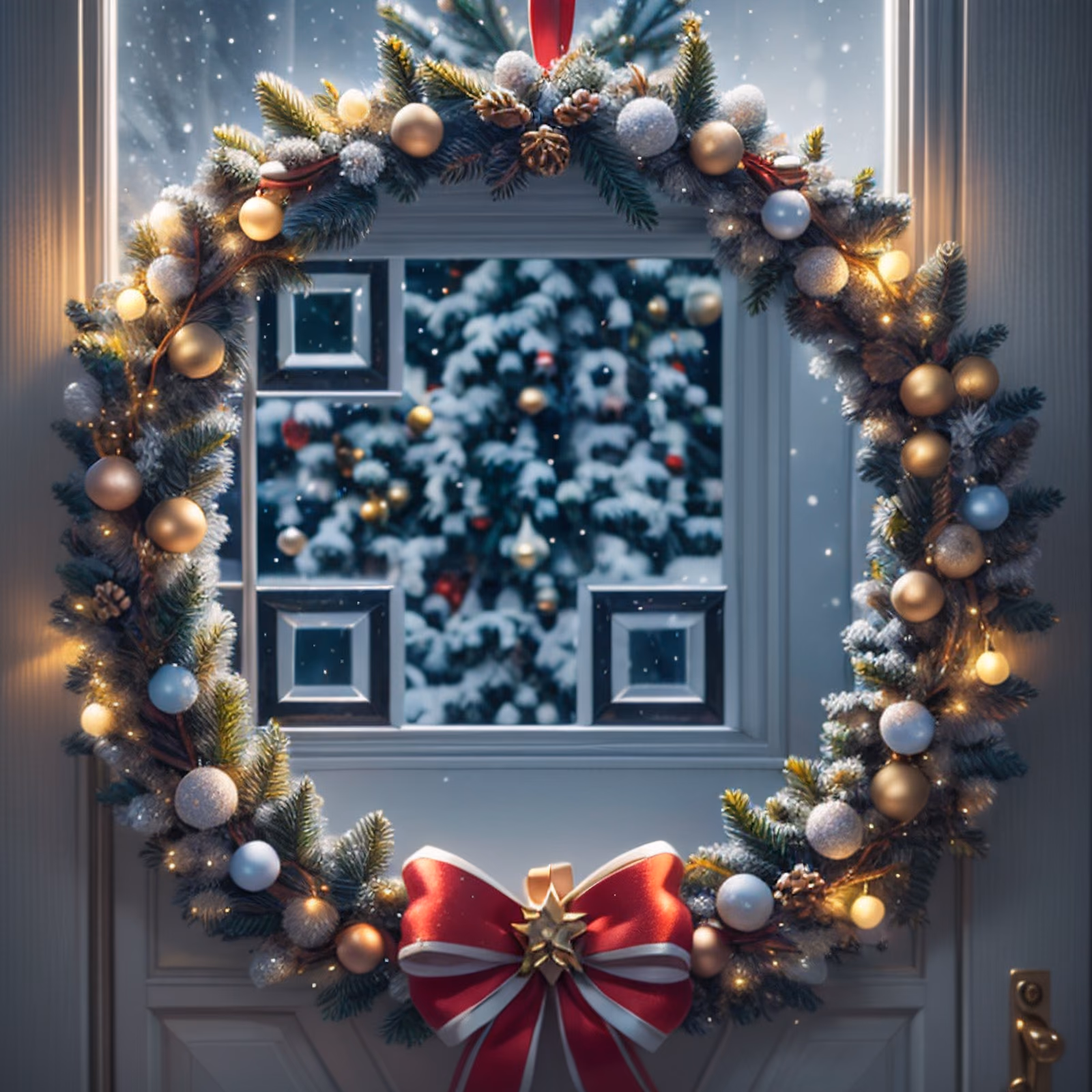 Рождественский венок на двери: 3D QR-код для открыток — изображение 1