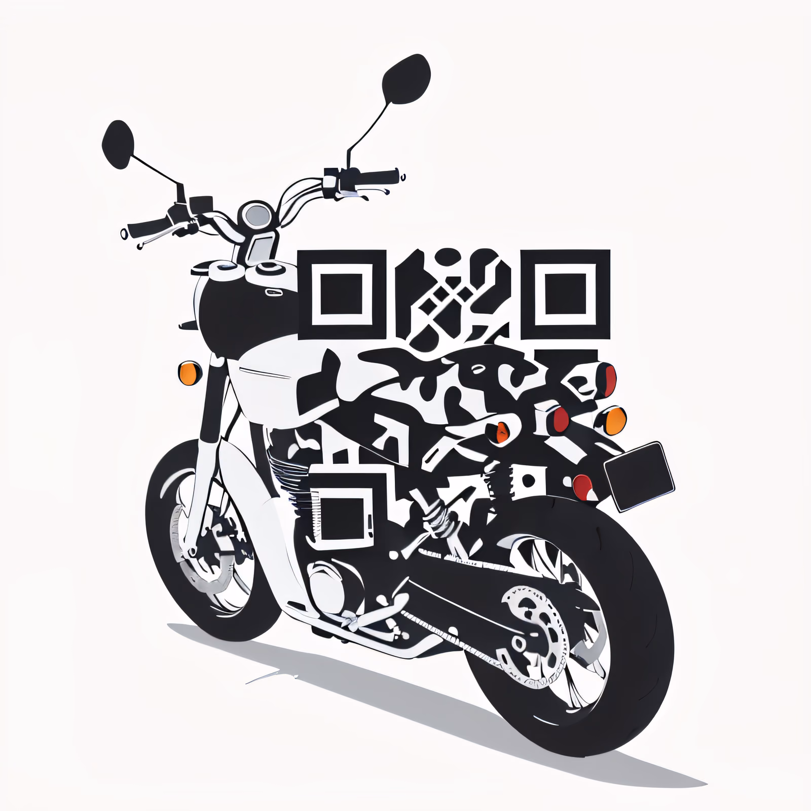 摩托车矢量线条二维码艺术，适用于服饰 — 图片 1