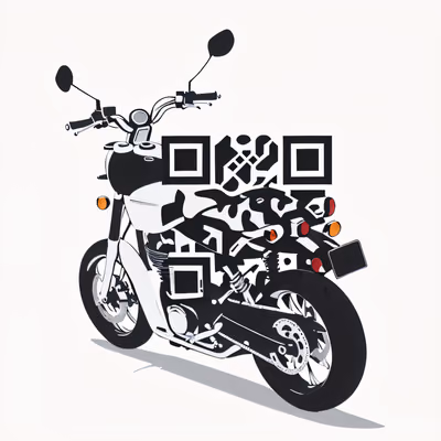 摩托车矢量线条二维码艺术，适用于服饰 — 图片 1