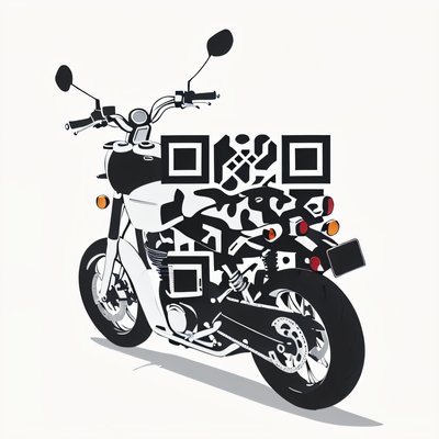 Motorcycle Vector Line Art QR Code for Apparel