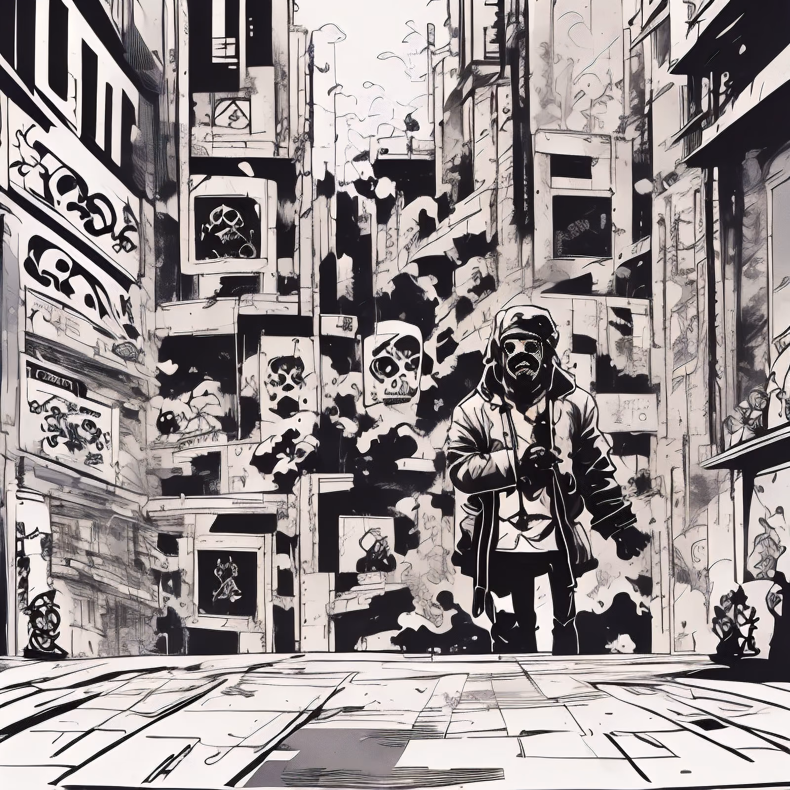 Hooded Man Street Comic Ink QR Code for Posters — image 1
