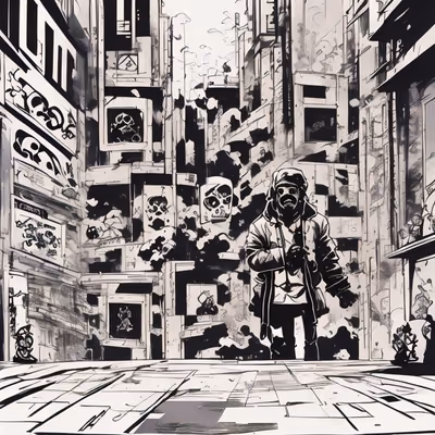 Hooded Man Street Comic Ink QR Code for Posters — image 1
