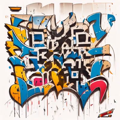 Wildstyle Graffiti Lettering Stylized Illustration QR Code for Apparel — image 1