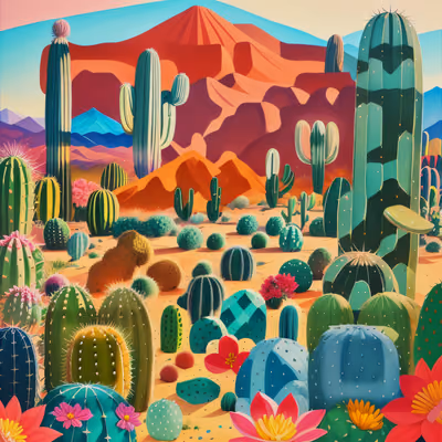 Desert Cactus Gouache QR Code Art — image 1