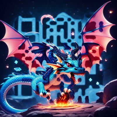 Blue Dragon Cave 3D Cartoon QR Code for Posters