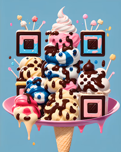 Melting Ice Cream Stack 3D QR Code for Packaging — image 1