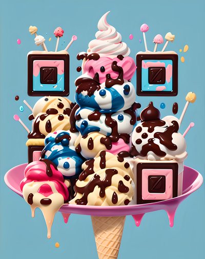Melting Ice Cream Stack 3D QR Code for Packaging