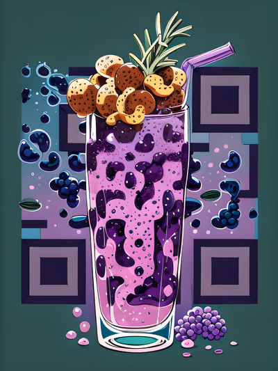 Grape Fizz Drink Cartoon QR Code for Restaurant Menus — image 1
