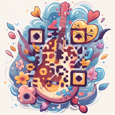 Spotted Guitar Vector Floral QR Code for Stickers — image 1