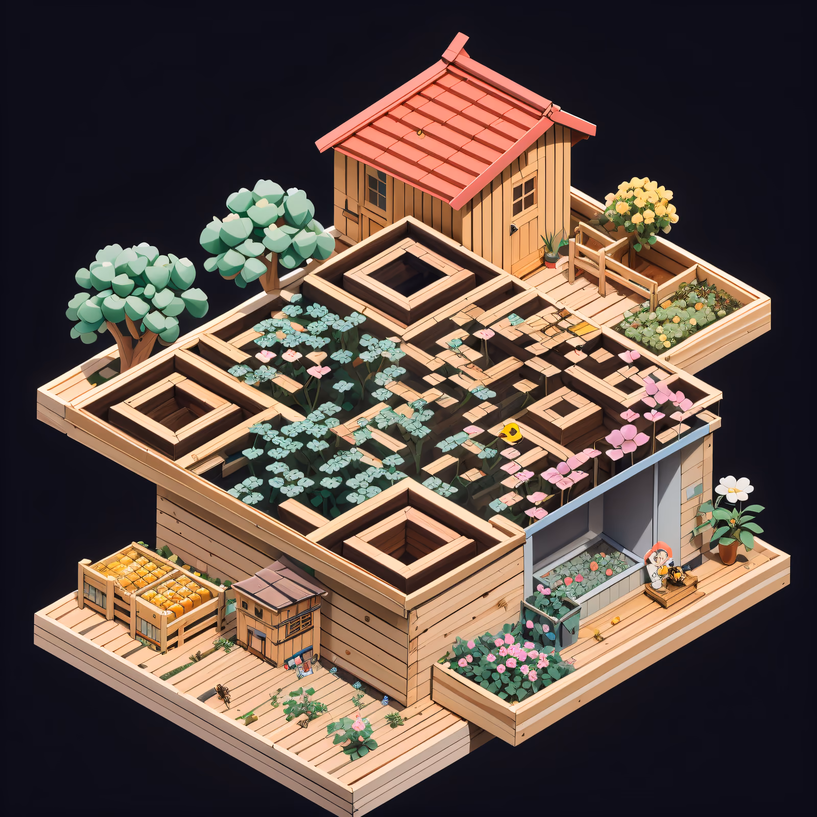 Isometric Rooftop Honey Garden QR Code for Posters — image 1