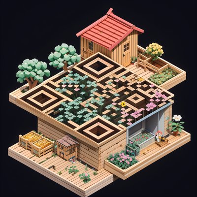 Isometric Rooftop Honey Garden QR Code for Posters