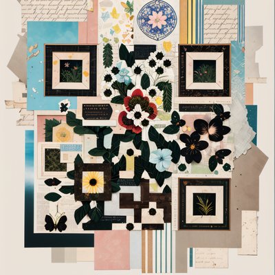 Cut Paper Botanical Garden Collage QR Code Art