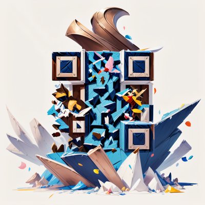 Shattered Crate Tower Game Art QR Code for Posters