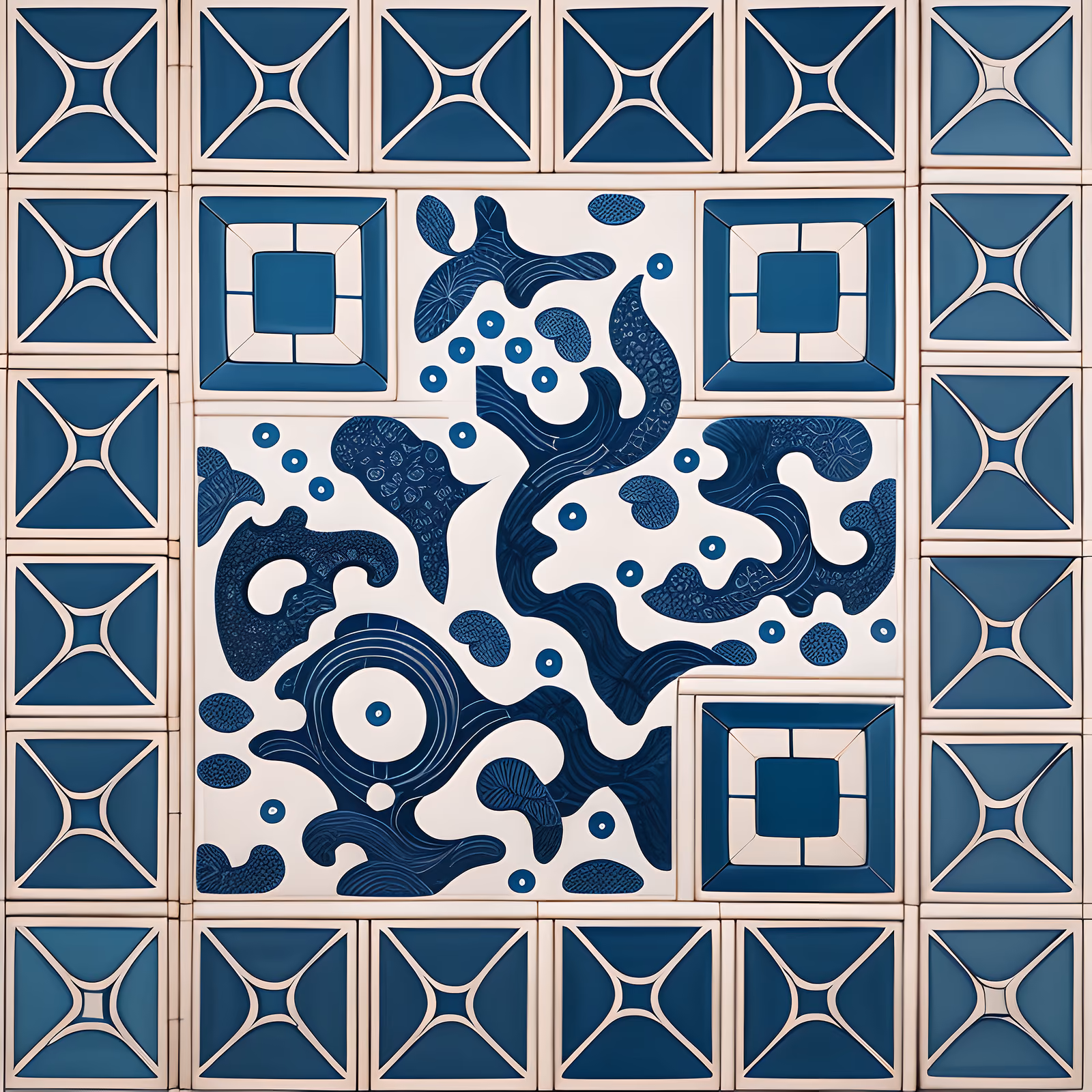 Indigo Ceramic Tile Pattern QR Code Art — image 1