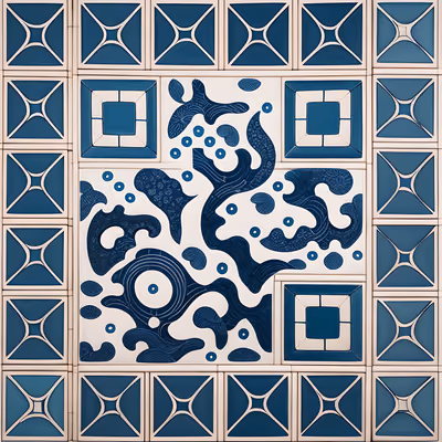 Indigo Ceramic Tile Pattern QR Code Art — image 1