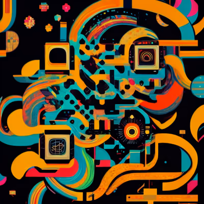 Colorful Abstract Retro Tech QR Code for Posters — image 1