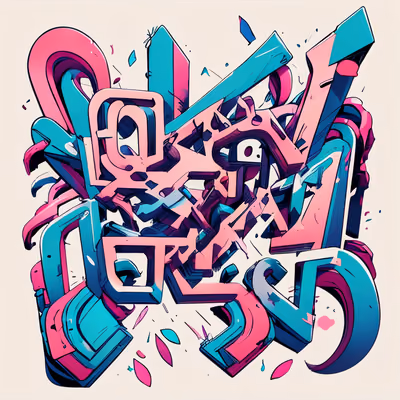Pink Teal Graffiti Lettering Graffiti & Street Art QR Code for Apparel — image 1