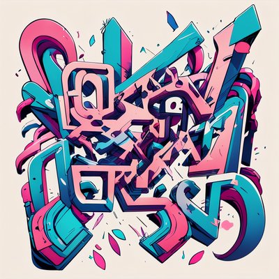 Pink Teal Graffiti Lettering Graffiti & Street Art QR Code for Apparel