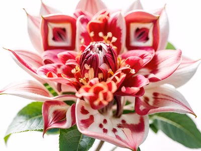 深红花朵特写摄影二维码艺术 — 图片 1