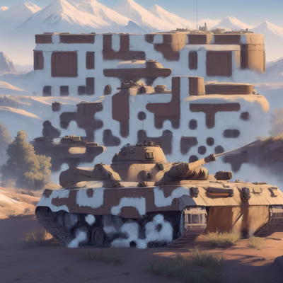 Camouflaged Tank Mountain Game Art QR Code for Posters — image 1