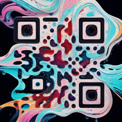 Colorful Liquid Swirl Abstract QR Code for Posters