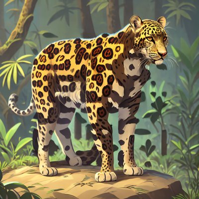 Leopard in Jungle Digital Painting QR Code for Posters