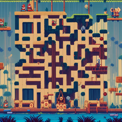 Pixel Platformer Level Game Art QR Code for Posters — image 1