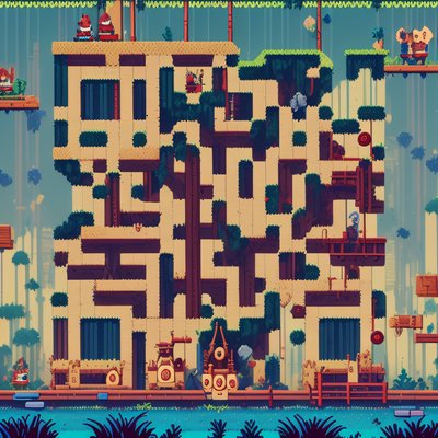 Pixel Platformer Level Game Art QR Code for Posters