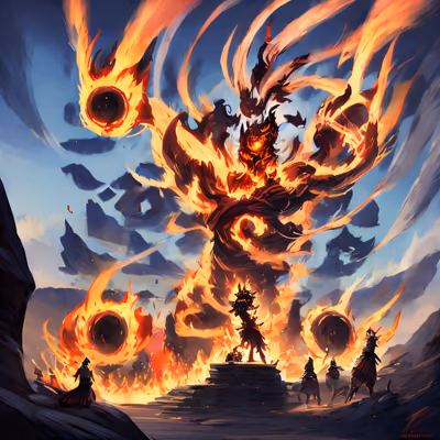 Fire Elemental Demon Fantasy QR Code for Posters — image 1