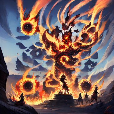 Fire Elemental Demon Fantasy QR Code for Posters